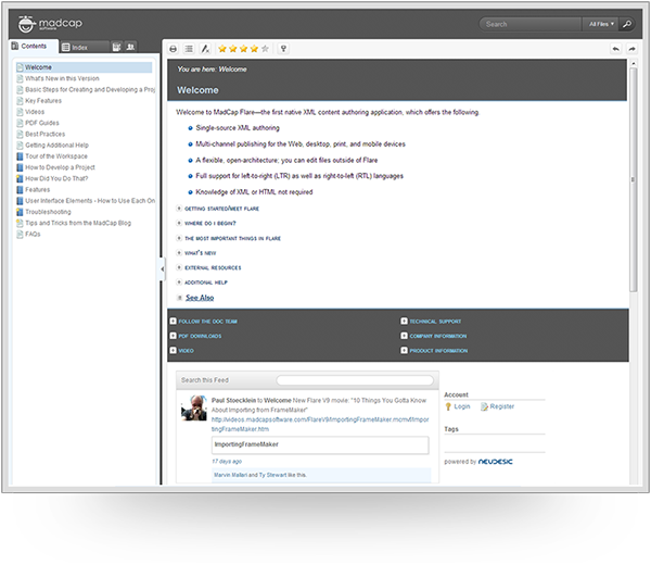 Figure 3. Enhanced Index tab in HTML5 skin