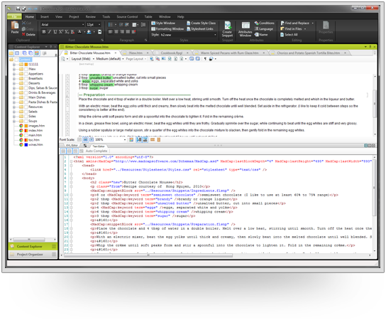 Figure 5. Text Editor and XML Editor shown in split view