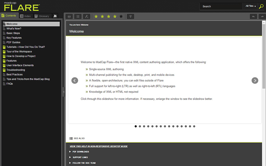 Screenshot of MadCap Flare's HTML5 output