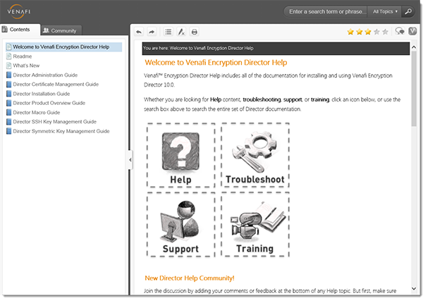 Screenshot of Venafi WebHelp Home Page