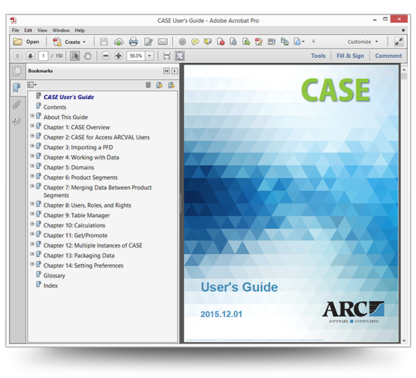 Screenshot of the CASE User Guide Cover