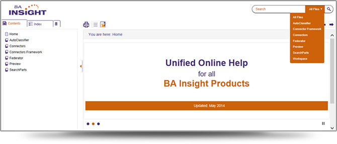Screenshot of BA Insight's Unified WebHelp
