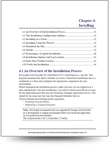 Example Page from BA Inisght's Installation Guide