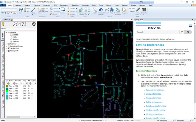 Screenshot of Synergi Electric app showing embedded help