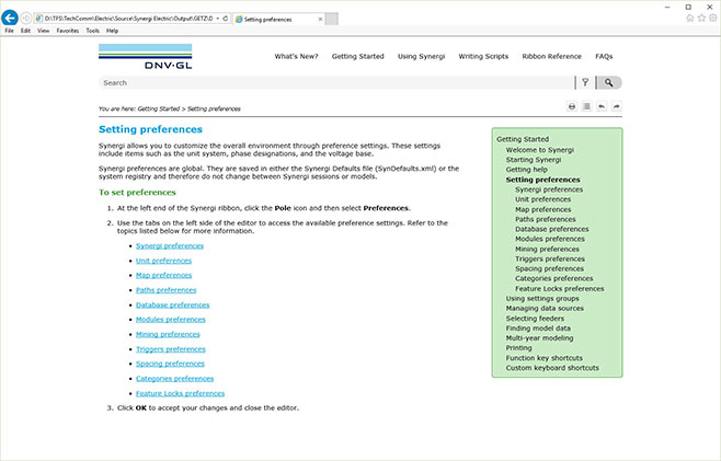 Screenshot of responsive webpage with DNV-GL Help Topic
