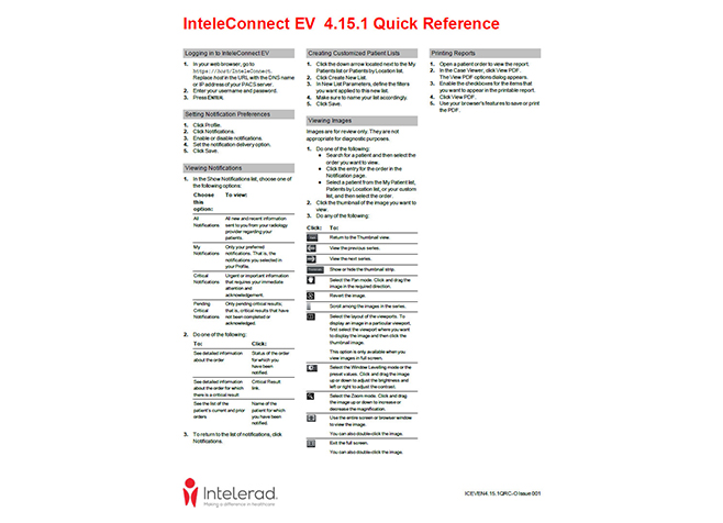 Intelerad Conformance Statement cover page