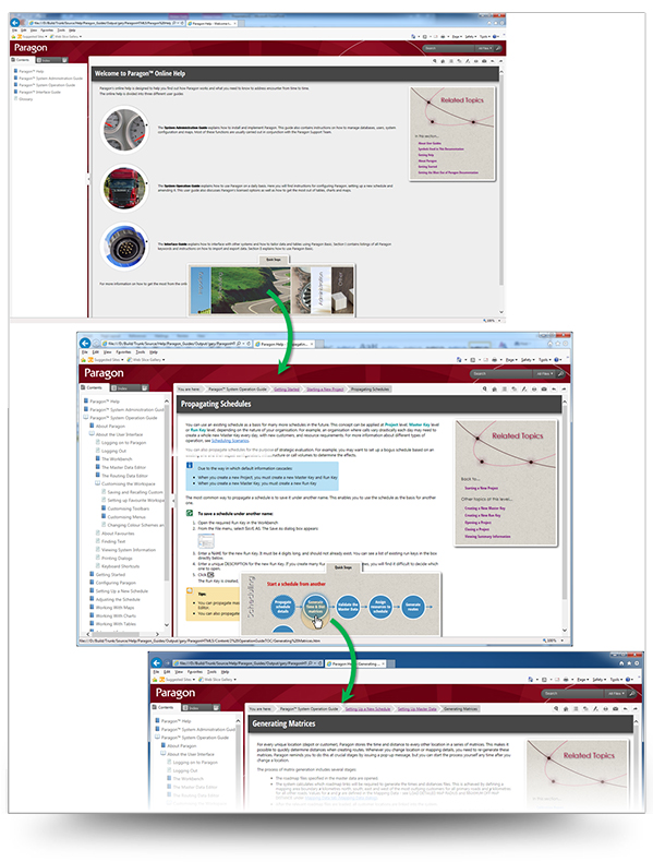 Screenshot of Paragon Help showing sliding UI elements