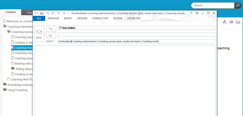 Verint Help Topic and external email client window