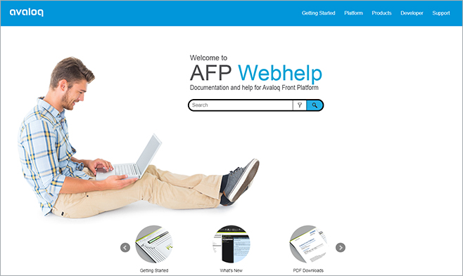 Welcome Page of Help Site for Avaloq Front Platform