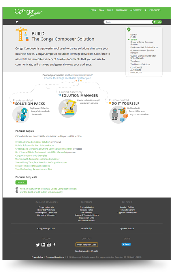 Screenshot of Conga's Build topic