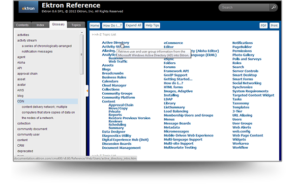 Ektron's HTML5 WebHelp