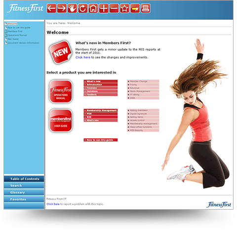 Screenshot of FitnessFirst Webhelp