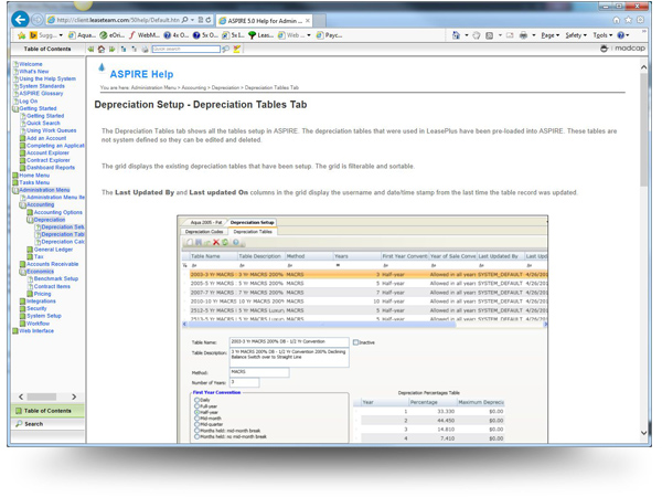 LeaseTeam help topic created with MadCap Flare