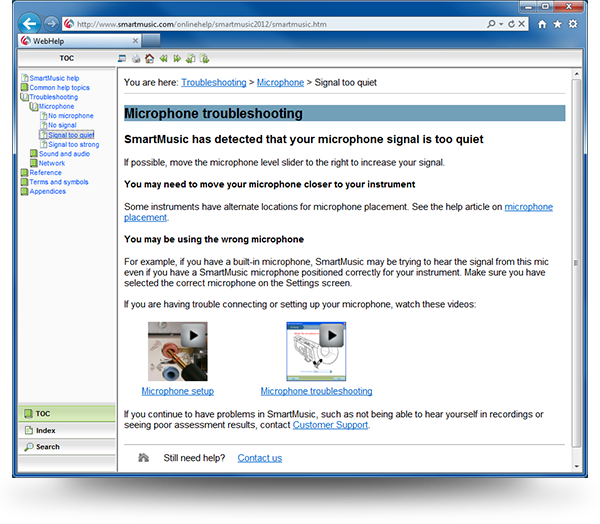 MakeMusic's Online Help, Screenshot 3