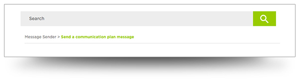 screenshot of search form and breadcrumbs in xMatters Online Help