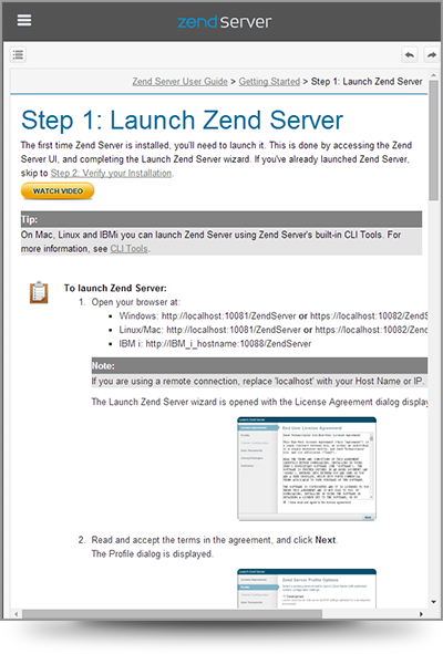 Screenshot of a sample topic from Zend Server