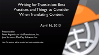 Writing for Translation
