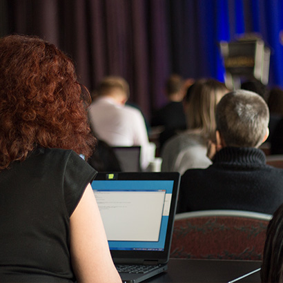 Attendee viewing a presentation